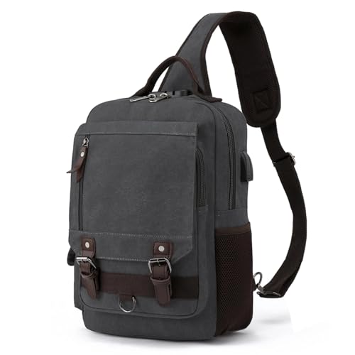 Sling Bag Large Capacity: Crossbody Bag for Men Fits 15.6 Inch Laptop A4 Files with Anti Theft USB Port - color: Black-xl