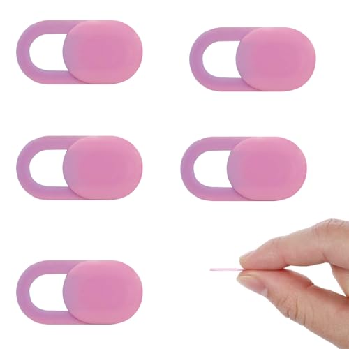 5 Pcs Webcam Cover Slide Camera Privacy Cover Ultra Thin Laptop Webcam for Office Computer Tablet and Desktop Use(Pink) - color: Pink