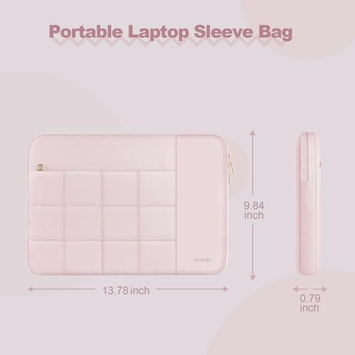 Laptop Case 13.3 inch,13-13.3 inch Puffy Laptop Sleeve Compatible with MacBook Neo/Air 13 13.6/Pro 13/Pro 14,HP Dell ASUS Acer Lenovo,Twelve Square Quilted Computer Bag with 2 Pockets,Pink - color: Pink, size: 13.3 inch