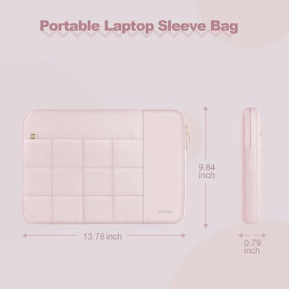 Laptop Case 13.3 inch,13-13.3 inch Puffy Laptop Sleeve Compatible with MacBook Neo/Air 13 13.6/Pro 13/Pro 14,HP Dell ASUS Acer Lenovo,Twelve Square Quilted Computer Bag with 2 Pockets,Pink - color: Pink, size: 13.3 inch