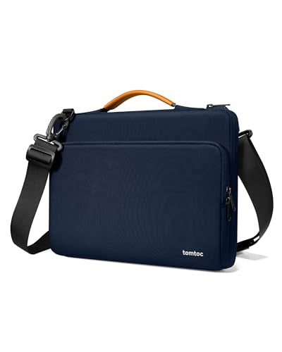 tomtoc 360 Protective Laptop Shoulder Bag for 15-inch 2026 MacBook Air M5 A3448, M4/M3/M2 A3241 A3114 A2941, 15" Dell XPS & Microsoft Surface Laptop 7/6/5, Water-Resistant Laptop Accessory Sleeve Case - color: Navy Blue, size: 15-inch for New MacBook Air