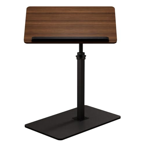 C Shaped End Table,20" W x 14" L,17"-31" Adjustable Height,Swivel and Turnable Desktop,Foldable Side Table for Small Spaces,Black Walnut (Black Walnut, 19.7" x 13.8") - color: Black Walnut, size: 19.7" x 13.8"