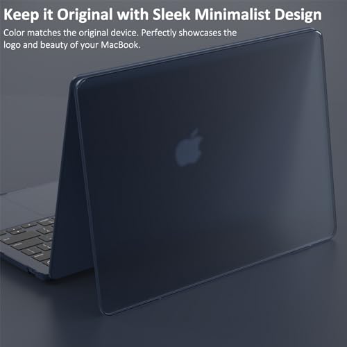 Midnight Clear Case for MacBook Air 13 inch 2026 M5, 2022-2025 M4/M3/M2 | Matte Plastic Hardshell & Keyboard Cover for Mac Air 13.6 inch Case A3449 A3240 A3113 A2681, Frosted Midnight - color: 01 Frosted Midnight Blue