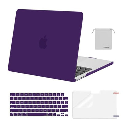 MOSISO Compatible with MacBook Air 13 inch Case M5 2026 M4 M3 M2 2025-2022 | A3449 A3240 A3113 A2681, Hard Shell&Keyboard Cover&Screen Film&Pouch for MacBook Air 13.6 inch Case, Grape Purple - color: Grape Purple