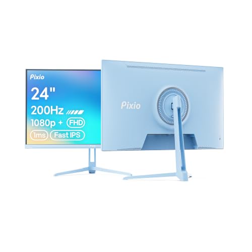 Pixio PX248 Wave Blue 24 inch 200Hz Refresh Rate FHD 1080p Resolution Fast IPS Panel 1ms GTG Response Time Built-in Speakers Gaming Monitor with Adaptive Sync - color: Blue