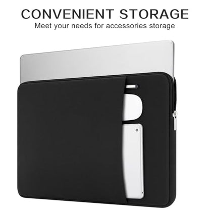 RAINYEAR 14 Inch Laptop Sleeve Case with Pocket & Accessories Pouch, Black | Protective Soft Fluffy Lining Carrying Bag Compatible with 14 inch Notebook Computer Chromebook - color: Black(Upgraded Version), size: 14"