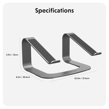 Hyper Hyperspace Ergonomic Laptop Stand for Desk — Durable Aluminum Laptop Stand for MacBooks & Devices up to 16" — 5.9" Fixed Height for Optimized Comfort & Cooling (Grey)