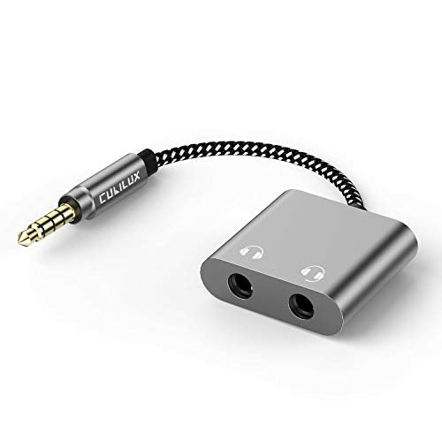 Cubilux 3.5mm Male to Dual Female Headphone Jack Splitter for Sharing Music, 2-Way 1/8” Stereo Audio Y Adapter, Compatible with MacBook iPad PC Computer Phone Laptop Tablet PS4 PS5 Xbox One/360 - color: Grey