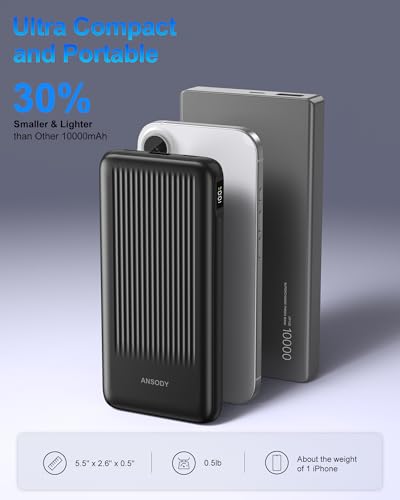 2-Pack Portable Charger, 10000mAh 22.5W Slim USB C Power Bank Fast Charging with 2 Outputs & 2 Inputs, Digital Display Battery Pack Compatible with iPhone Samsung iPad Tablets, Black & Black - color: Black & Black