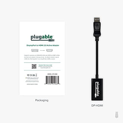 Plugable Active DisplayPort to HDMI Adapter, Uni-Directional, Driverless, Adapts Any Full-Sized DP Port to Enable Connecting a HDMI Cable and Display up to 4K 3840x2160 @60Hz