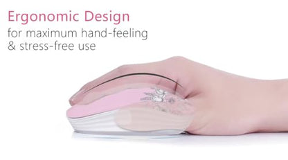 JUHOO Wireless Mouse with Nano Receiver for PC, Laptop, Notebook, Computer, MacBook, Less Noise, Portable Mobile Optical Mice - style: Flower Girl