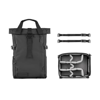 WANDRD PRVKE Rolltop 21L V4 Photography Bundle – Expandable Travel Camera Backpack with Essential Camera Cube and Laptop Sleeve - color: Black, size: 21L (Photography Bundle), style: Rolltop