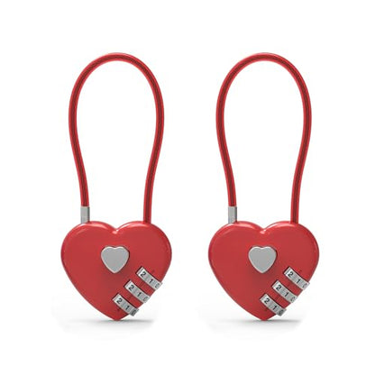 Small Combination Padlock, Cable Locks with Combination, Cute Padlock with Number, Combo Cable Lock for Luggage, Suitcase, Gym Locker, Backpack Zipper, Bag, Toolbox, Helmet, Travel Safe - color: Red, 2-Pack, size: 5 inch (12.7 cm) Cable）