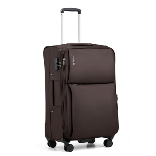 Hanke 24 Inch Luggage Expandable Softside Checked Suitcases with Spinner Wheels, Upright Rolling Luggage Suitcases Travel TSA Luggage Bag for Women Men(Coffee) - color: Coffee, size: 24 Inch Checked in