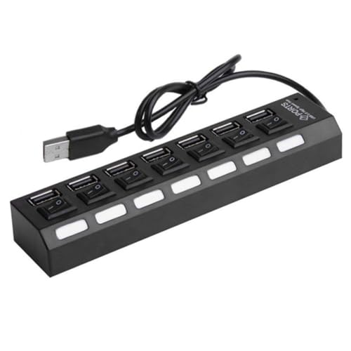 Toddmomy Port USB Hub with Individual Off Switches High-Speed Data Transfer Mbps Protection Multi Charger Hub for Laptop PC Desktop Black