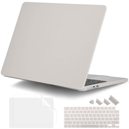 DONGKE Compatible with MacBook Air 13 inch Case M5 M4 M3 M2 2026 2025 2024-2022 A3449 A3240 A3113 A2681, Plastic Hard Shell & Keyboard Cover for MacBook Air 13.6 inch, Cream Stone - color: Cream Stone