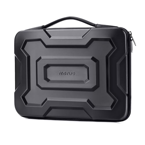 MOSISO 13-14 inch Laptop Hard Case, 13.3 inch Waterproof Shockproof Computer Bag Compatible with MacBook HP Dell, Mechanical Geometric EVA Carrying Sleeve Laptop Case Hard Shell with Handle, Black - size: 13.3 inch