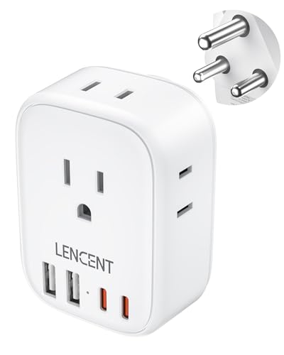 LENCENT South Africa Plug Adapter, Type M Adapter for South Africa | 4 American Outlets, 4 USB Ports(2 USB C), Type M Plug Converter for US to Bhutan Botswana Namibia Lesotho Nepal Sri Lanka - style: Type M-17.5W-South Africa