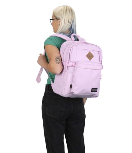 JanSport Main Campus FX Backpack - Travel or Work Bag w 15-Inch Laptop Pack with Leather Trim, Pink Ice - color: Pink Ice