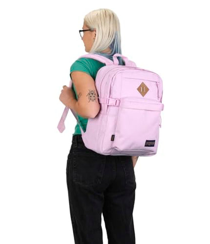 JanSport Main Campus FX Backpack - Travel or Work Bag w 15-Inch Laptop Pack with Leather Trim, Pink Ice - color: Pink Ice