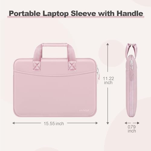 Laptop Case 16 inch,15-15.6 inch Laptop Sleeve Bag Compatible with MacBook Pro 16 M5 M4 M3 M2 M1,HP Dell Acer ASUS Lenovo Notebook,Neoprene Computer Bag with Handle&Curved Pocket, Pink - color: Pink, size: 16 inch