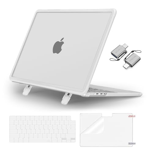 MOSISO Compatible with MacBook Pro 14 inch Case M5 M4 M3 M2 M1 2026-2021 | 4 in 1 Kit Shock-Absorbing Shell with Fold stent, A3427 A3426 A3434 A3112 A3185 A3401 A2918 A2992 A2779 A2442, Matte Clear - color: Matte Clear