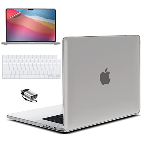 IBENZER Case for MacBook Pro 14 Inch 2026 2025 2024 2023 2022 M5 M4 M3 M2 M1 A3434 A3112 A3185 A3401 A2918 A2992 A2779 A2442 Pro/Max,Hardshell& KeyboardCover & ScreenFilm&Type-C,Frost Clear,T14CL+2TC - color: Forst Clear
