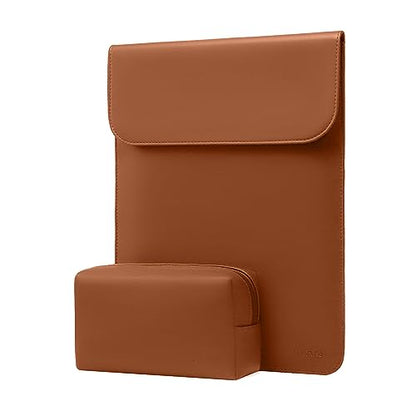 MOSISO Laptop Case 13.3 inch, 13-13.3 inch Laptop Sleeve Compatible with MacBook Neo 13 A18 Pro A3404 /Air 13/Pro 13/Pro 14 M5 M4 M3 M2 M1, Faux Suede Leather Case with Small Bag, Brown - color: Brown