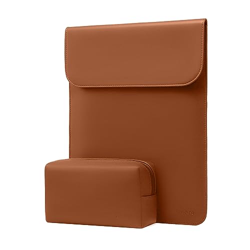 MOSISO Laptop Case 13.3 inch, 13-13.3 inch Laptop Sleeve Compatible with MacBook Neo 13 A18 Pro A3404 /Air 13/Pro 13/Pro 14 M5 M4 M3 M2 M1, Faux Suede Leather Case with Small Bag, Brown - color: Brown
