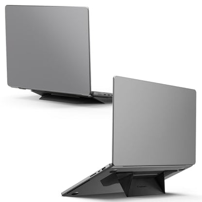 Spigen Slim Fold Adhesive Laptop Stand Foldable Portable Dual Ergonomic Angle Adjustment Lift Anti-Slip Compatible with MacBook Neo, MacBook Air, MacBook Pro 11"-16" and More - Black (LD201-S3) | Dual Ergonomic Angle Adjustment Lift Anti-Slip for MacBook