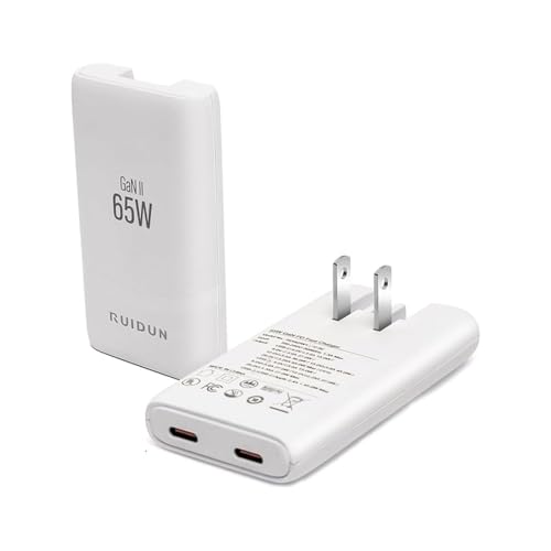 65W GaN USB C Charger,Dual-Port Fast Wall Charger,PD 3.0 & QC 4.0,Foldable Plug for MacBook Pro/Air, iPhone 15, iPad Pro, Galaxy S24, Steam Deck & More,White - color: White-2C