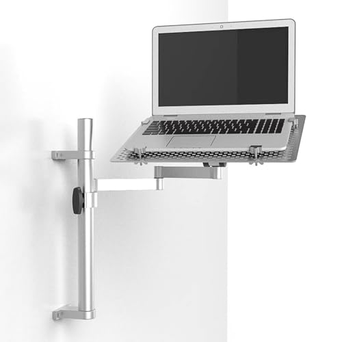 Laptop Wall Mount, Full Motion Adjustable Laptop Extended Arm, Adjustable Height/Angle, Aluminum Alloy Vented Cooling Tray, Holds 8kg, Fits 10 to 15.6 Inch Screen (A) - color: A