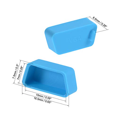 uxcell 10pcs VGA Port Cover Silicone Anti Dust Protectors Cap for DB9, Blue - color: Blue