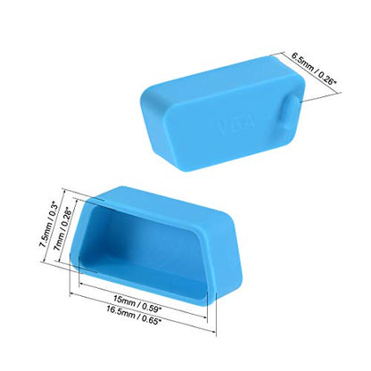uxcell 10pcs VGA Port Cover Silicone Anti Dust Protectors Cap for DB9, Blue - color: Blue