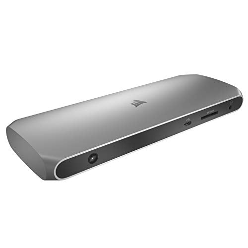 Corsair TBT100 Thunderbolt™ 3 Dock – 85W Charging, Dual 4k 60Hz Support, 2X HDMI, 40Gb/s,USB-C Gen 2 (15W) x2, USB-A 3.1 (7.5W) x2, Gigabit Ethernet – for Mac and PC laptops