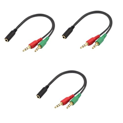 HOMSFOU 3pcs Female to Male Headset Splitter Cable Adapter for Audio Dual Ports for Headphones and Microphone Compatible Laptops and Mobile Devices Stereo Audio Cable