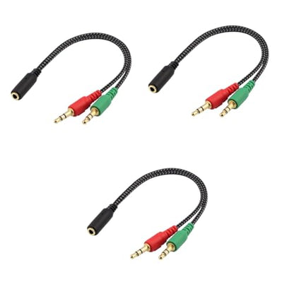 HOMSFOU 3pcs Female to Male Headset Splitter Cable Adapter for Audio Dual Ports for Headphones and Microphone Compatible Laptops and Mobile Devices Stereo Audio Cable