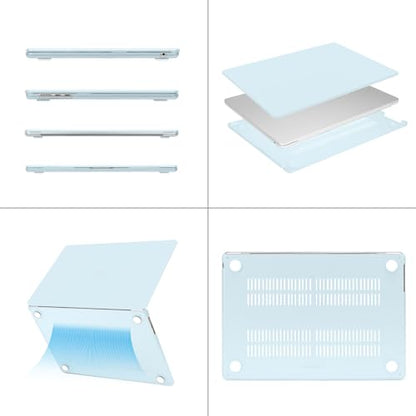 MOSISO Compatible with MacBook Air 15 inch Case M5 2026 M4 M3 M2 2025-2023 | A3448 A3241 A3114 A2941, Scratch-Resistant Protective Hard Shell Case&Keyboard Cover&ScreenFilm&Pouch, Cloud Blue - color: Cloud Blue