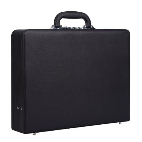 Garvee Briefcases for Men, Professional Leather Briefcase | Integrated Lock, Hard Side, Expandable Attache Case, 15.6" Laptop, Work Office Travel - color: Black