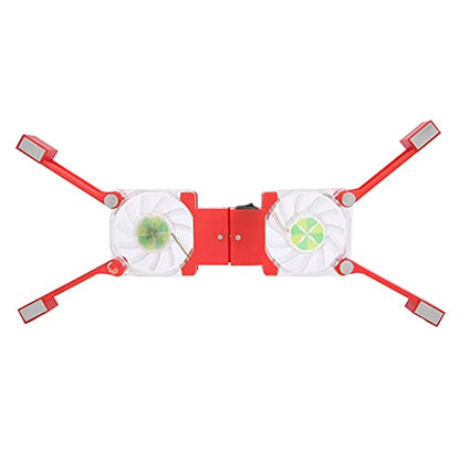 Folding Laptop Cooling Pad, Double Fans LED Blue Light, Large Air Output, Multi‑Space Heat Dissipation, USB Power Interface, for Notebook Computer(RED)