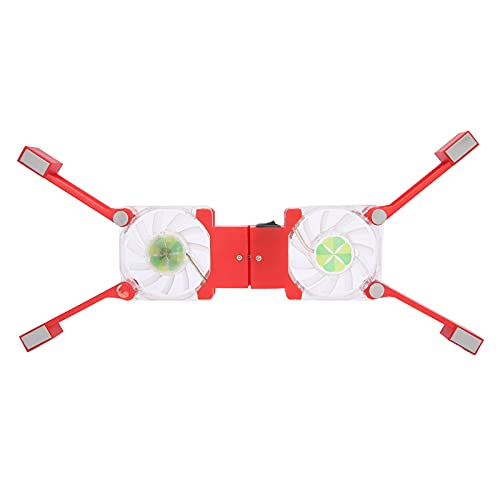 Folding Laptop Cooling Pad, Double Fans LED Blue Light, Large Air Output, Multi‑Space Heat Dissipation, USB Power Interface, for Notebook Computer(RED)