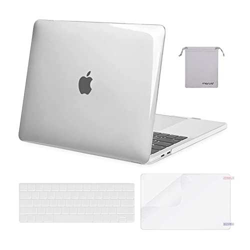 MOSISO Compatible with MacBook Pro 15 inch Case A1990 A1707, Crystal Clear | Protective Crack-Resistant Plastic Peony Hard Shell Case&Keyboard Cover Skin& Screen Protector - color: Crystal Clear