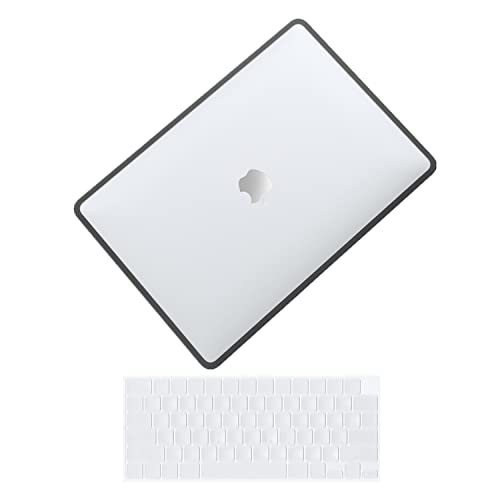 Se7enline Compatible with 13.6 MacBook Air Case M2/M3 2024 2023 2022 for 13.6-inch Model A2681/A3113 TPU+PC Anti-Fingerprint Matte Finish Laptop Hard Shell Case & Keyboard Cover, Transparent&Black | TPU Bumper + PC Matte Laptop Hard Shell Case with Keyboa