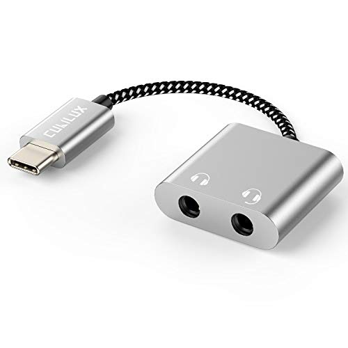 Cubilux USB C Dual Headphones Splitter Compatible with iPhone 17/16/15, iPad Pro 13/11 iPad Air 13/11 iPad 11/10, Type C to Double 3.5mm Audio Splitter, 2-Way Earphone Adapter for Phone, Tablet - color: Silver