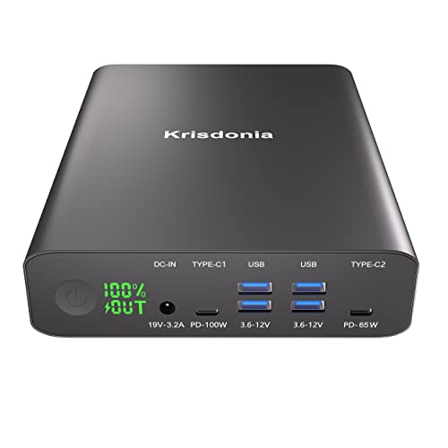 Portable Charger, PD 100W USB C Power Bank 64000mAh Fast Charging External Battery Pack with Dual PD (100W&65W) & 4 USB-A (QC3.0 18W) for Type-C Laptops, MacBook Pros, XPS, iPad Pro