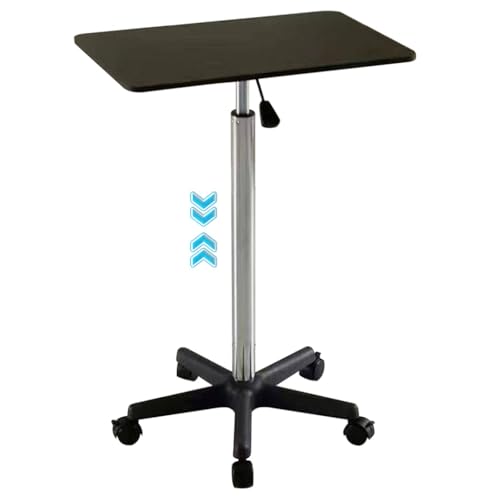 Height Adjustable Small Standing Desk, Sit Stand Mobile Workstation, Portable Mobile Laptop Table, Side Table with Brake Roller, Easy to Install(Black,60 * 39 * 59-80cm) - color: Black, size: 60*39*59-80cm