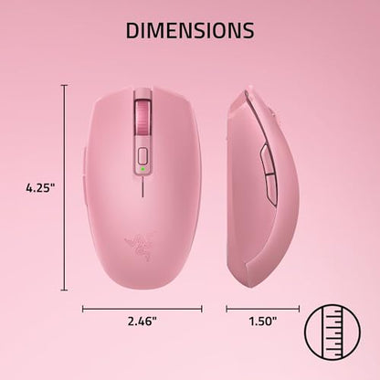Razer Orochi V2 Wireless Gaming Mouse, PC & Mac, Portable, 60g, Quartz Pink | Bluetooth & 2.4GHz Wireless Connectivity, 18K DPI, Up to 1100 Hr Battery Life - color: Quartz