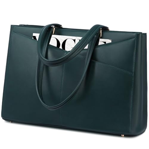 LOVEVOOK Laptop Tote Bag for Women,Computer Briefcase for Work Office | Fits 15.6 Inch Laptop, Waterproof Front Pocket, Shoulder Strap, Large Purse for Business Office Work, Forest Green - color: Forest Green 15.6 Inch, size: 15.6 inch