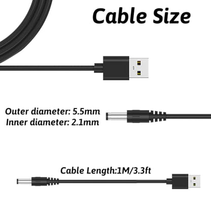 DC 5V Power Cord USB to DC Power Cable Universal | DC 5.5x2.1mm Cable with 13 Connectors for Router LED Light Mini Fan Speaker and More 5V Devices