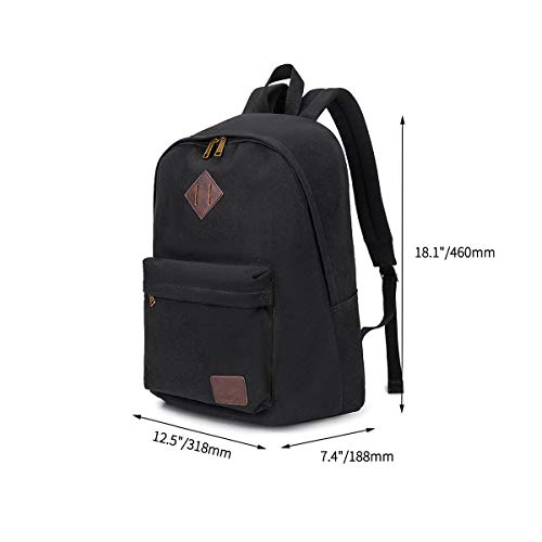 Canvas Laptop Backpack Durable Rucksack Travel Notebook Bag School Backpack Bookbag for Men Women Black Factory Directly - color: Black